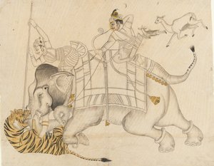 Maharao Shatru Sal II Hunting a Tiger by Unbekannt
