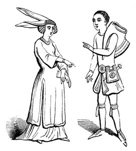 Male and Female Costume, c1350, 1910