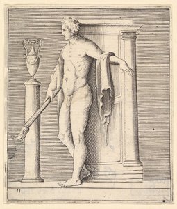Man with Torch at Temple Door by Unbekannt