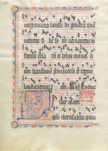 Manuscript Leaf with Initial L, from an Antiphonary, German, second quarter 15th century