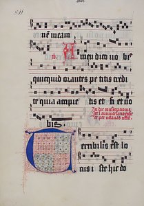 Manuscript Leaf with Initial T, from a Gradual
