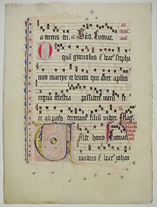 Manuscript Leaf with Initial V, from an Antiphonary, German, second quarter 15th century
