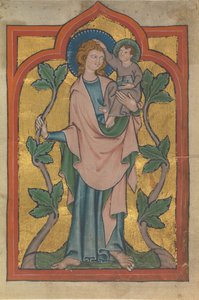 Manuscript Leaf with Saint Christopher Bearing Christ by Unbekannt