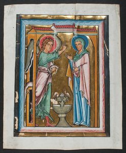 Manuscript Leaf with the Annunciation, from a Psalter, mid-13th century by Unbekannt