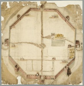 Map from 1530 Showing the Planned but Never Executed Walls of The Hague, the Netherlands by Unbekannt