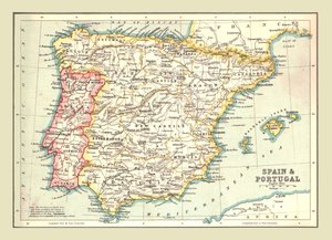 Map of Spain and Portugal, 1902 by Unbekannt