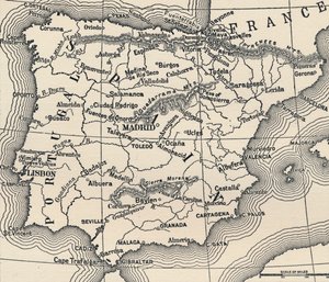 Map of the Spanish Campaign, c1807-1814, 1896