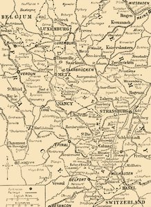 Map Showing the Border Between France and Germany, First World War, c1915, c1920