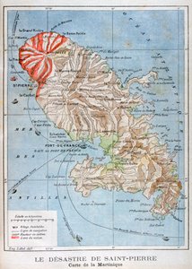Map Showing the Eruption of Mount Pelee, Martinique, 1902