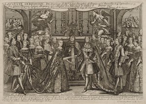 Marriage of Louis, Dauphin of France to Marie Thérèse Raphaëlle, Infanta of Spain in 1745 at Versailles by Unbekannt