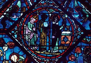 Mass of St Giles, stained glass, Chartres Cathedral, France by Unbekannt