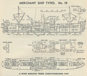 Merchant Ship Types. No. 19 - A River Amazon Trade Cargo-Passenger Ship by Unbekannt