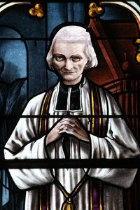 Mezilles Church, Stained Glass Window: Saint John Mary Vianney, Cure of Ars, France by Unbekannt