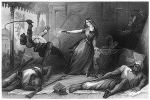 Miss Wheeler Defending Herself Against the Sepoys at Cawnpore, 1857, c1860 by Unbekannt