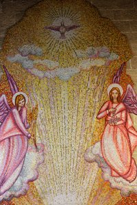 Mosaic in Sacro Cuore di Gesu church: angels and holy ghost, Gallipoli, Italy by Unbekannt