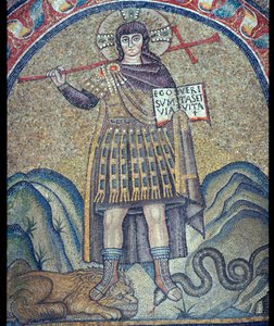 Mosaic of Christ dressed as a Roman soldier, 6th century