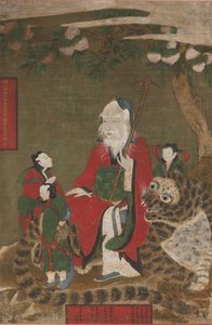 Mountain God with Tiger and Attendants