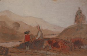 Mountainous Landscape with Figures by a Lake, 1825-1830 by Unbekannt
