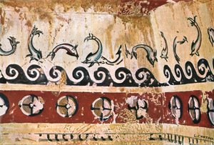 Mural Painting in the Tomb of Typhon (Tomba del Tifone) at Tarquinia, Italy, 1928 by Unbekannt