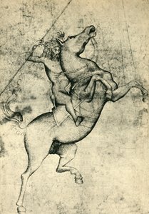 Naked man riding a horse by Unbekannt