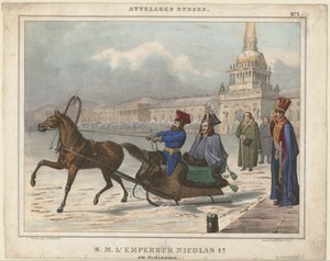Nicholas I of Russia in a Sleigh by Unbekannt