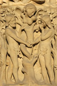 Notre Dame de Paris Cathedral Sculpture: Adam and Eve by Unbekannt