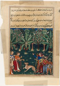 Page from Tales of a Parrot Tuti-nama: Twelfth night: The merchant