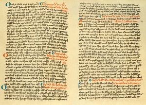Pages from the cartulary of Osney Abbey, c1275
