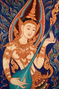 Painting showing an apsara playing music, Lecce, Italy by Unbekannt