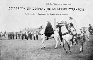 Parading of the flag of the French Foreign Legion, Sidi Bel Abbes, Algeria, 28 April 1906 by Unbekannt