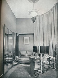 Part of a boudoir dressing-room in dove grey satin and chromium plated metal, by Eugene Printz of Paris by Unbekannt