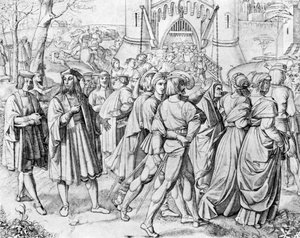 People at the Entrance to a City by Unbekannt