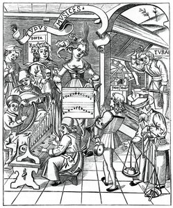 Personification of music, with the auxiliaries, the poet and musicians by Unbekannt