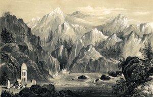 Pilgrims at the source of the Ganges, India, 1847 by Unbekannt