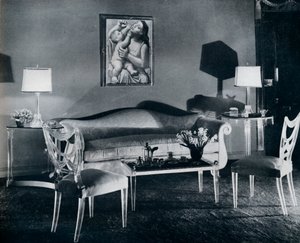 Plexiglas furniture in a 1940s interior by Unbekannt