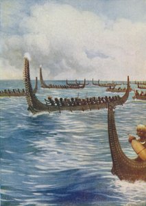 Polynesian War Canoes by Unbekannt