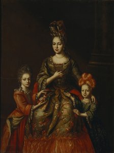Portrait of Anastasiya Yakovlevna Naryshkina with Children Alexandra Kirillovna and Tatyana Kirillovna by Unbekannt