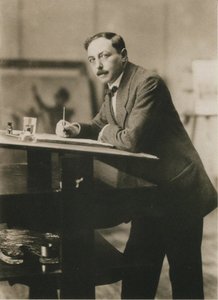 Portrait of Thomas Theodor Heine in his studio by Unbekannt
