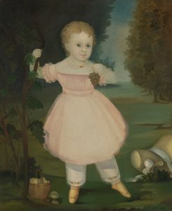 Portrait of a Little Girl Picking Grapes
