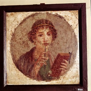Portrait painting of Sappho, Pompeii, Italy by Unbekannt