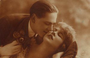 Postcard of Romantic Vintage Couple, in Sepia by Unbekannt