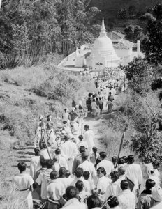 Procession to a Buddhist temple, Diyatalawa, Ceylon