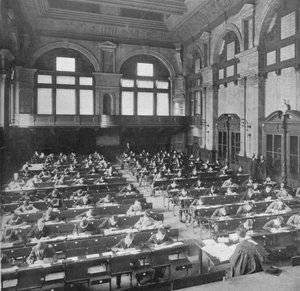 Pupils sitting an examination at the City of London School by Unbekannt