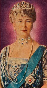 Queen Mary, consort of King George V, in court dress