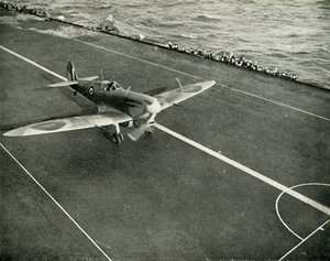 RAF Spitfire on the Deck of an Aircraft Carrier on its Way to Malta, World War II