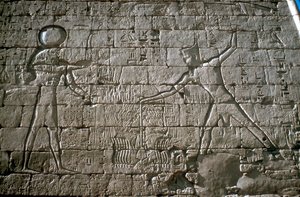 Rameses III Smiting His Enemies Before Amun-Ra, Mortuary Temple, Medinat Habu, Egypt by Unbekannt