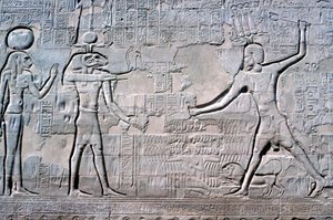 Relief of Pharaoh before Knum & Sekhmet, Temple of Khnum, Ptolemaic & Roman Periods by Unbekannt
