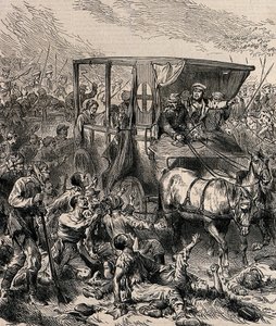 Rescuing the Wounded Russian Soldiers from the Battlefield, c1878 by Unbekannt