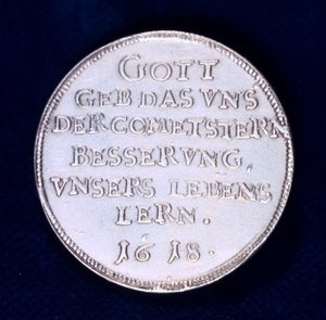 Reverse of a medal commemorating the brilliant comet of November 1618
