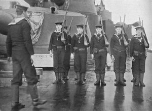 Rifle Drill on Board a British Battleship